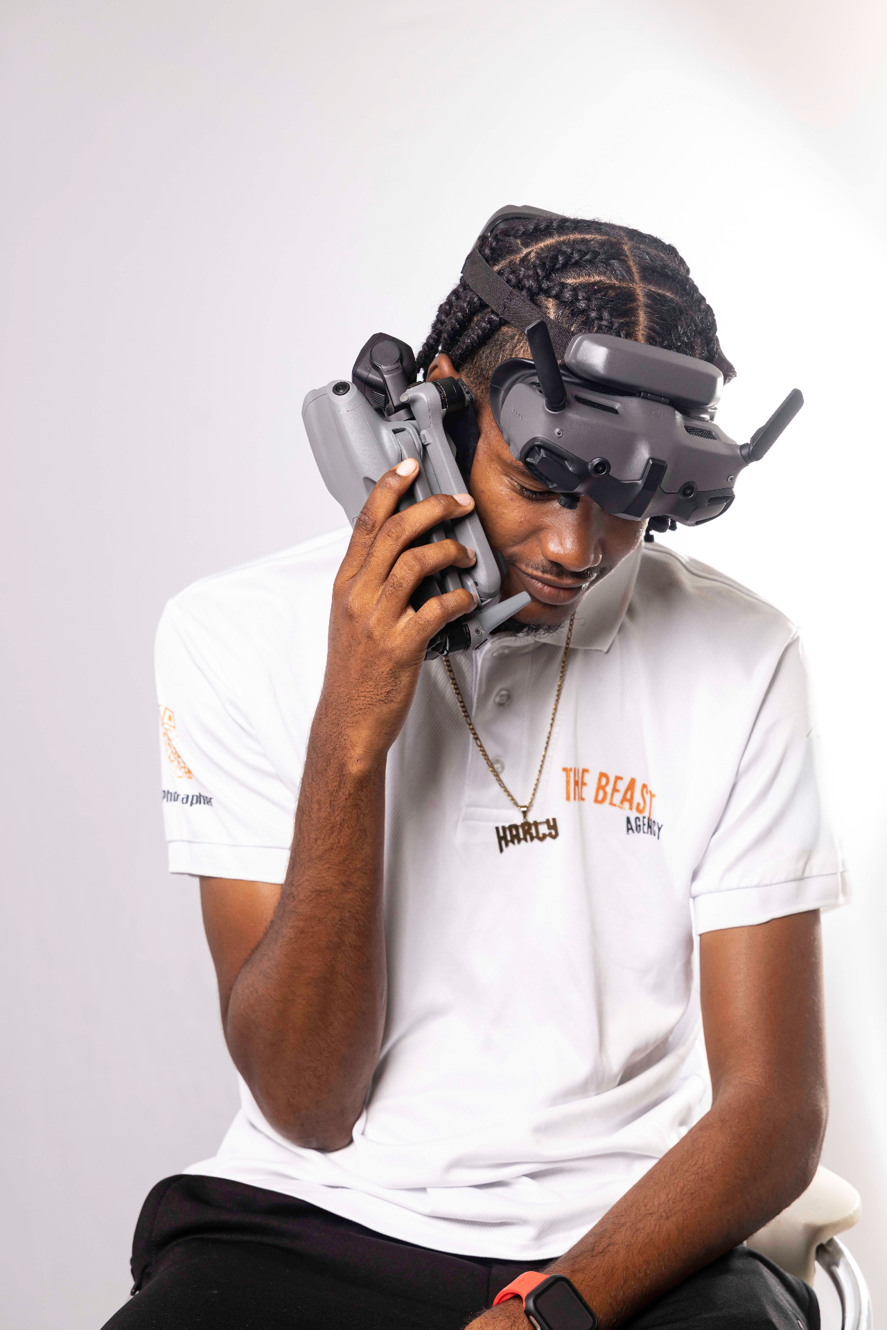 Beast Agency drone pilot with FPV headset